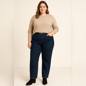 Jones Jeans 18W Dark Wash High Rise Relaxed Fit Straight Leg‎ Denim Jeans 28x30